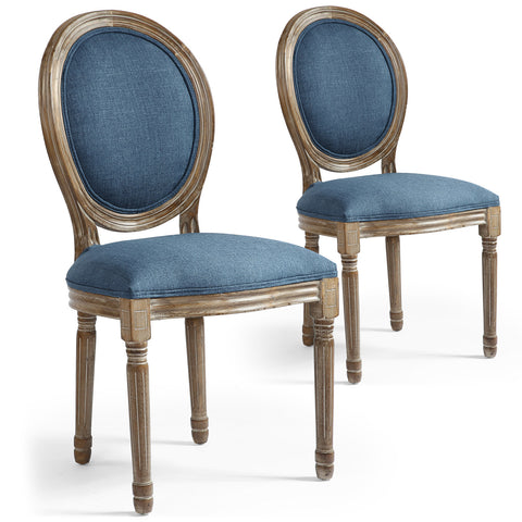 Lot de 2 chaises médaillon Adria tissu bleu
