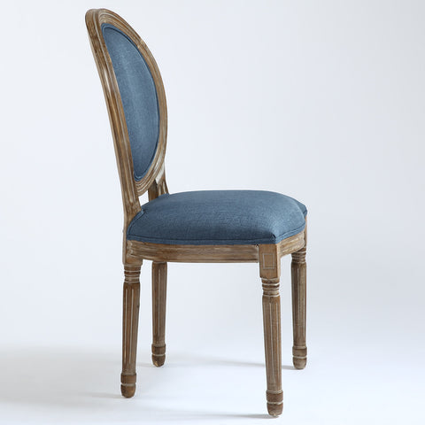Lot de 2 chaises médaillon Adria tissu bleu