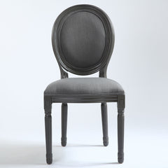 La chaise Louis XVI grise avec tissu gris vue de face
