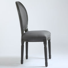 Chaise médaillon Style Louis XVI grise tissu gris de profil