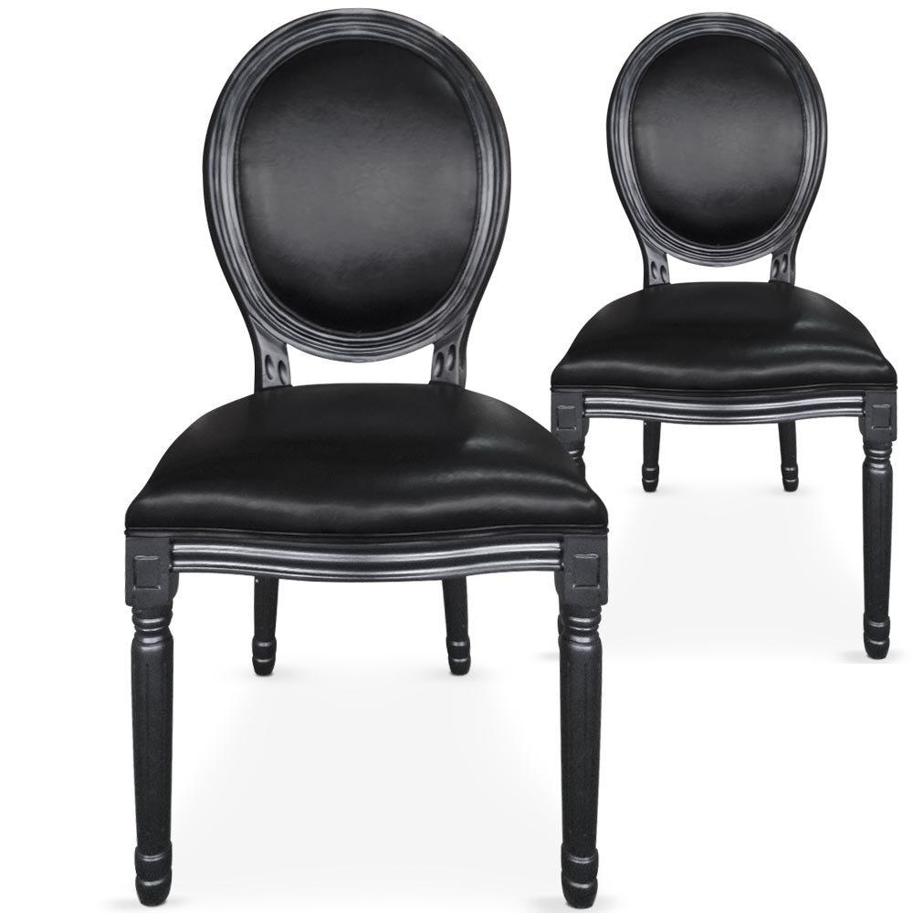 Lot de 20 chaises médaillon Royale Simili (P.U) Noir