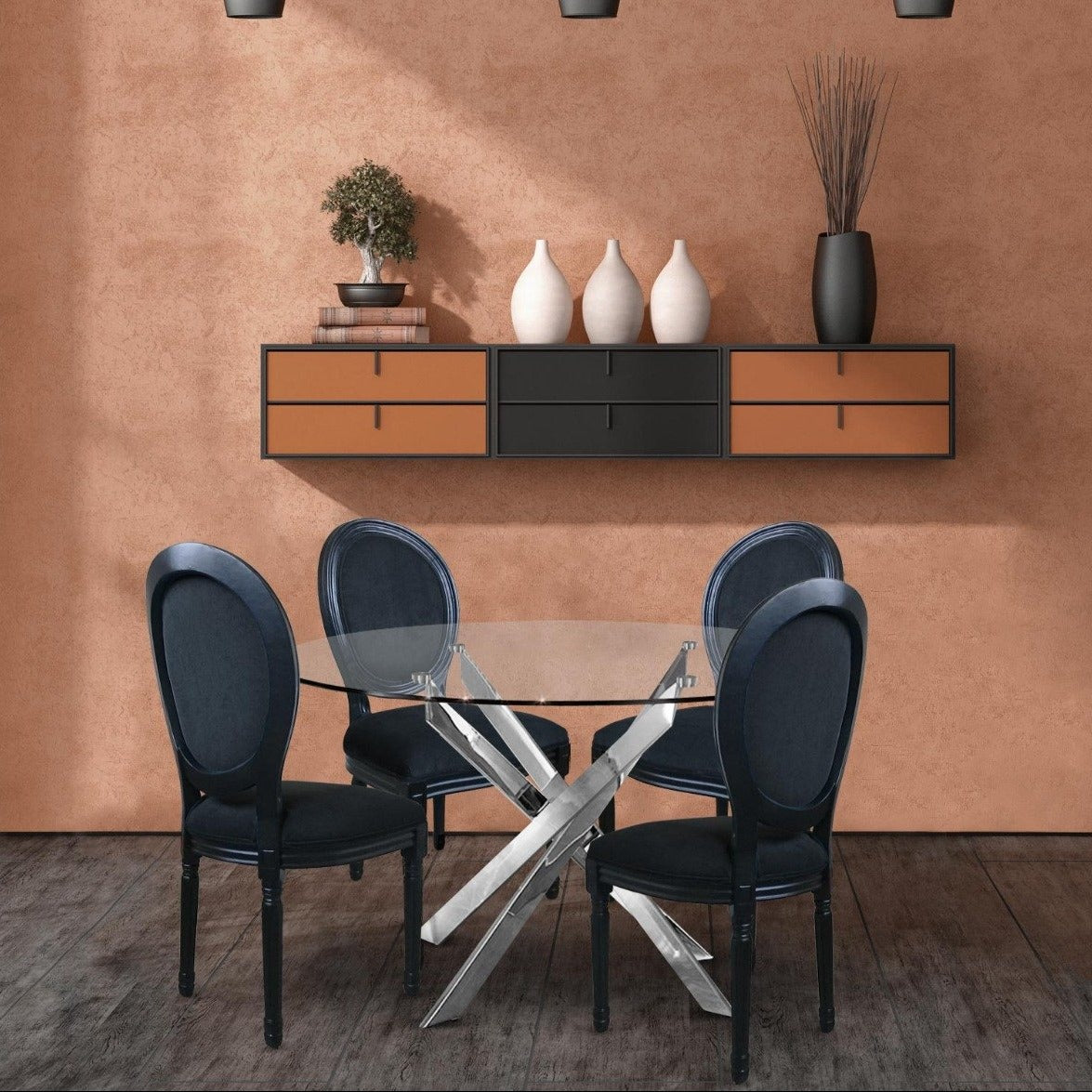 Lot de 2 tabourets Adria velours noir