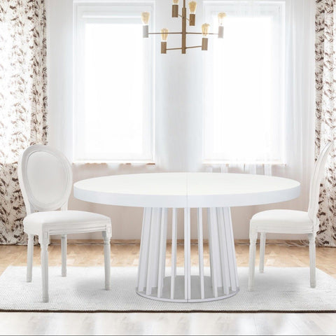 Lot de 2 chaises Adria médaillon simili cuir blanc