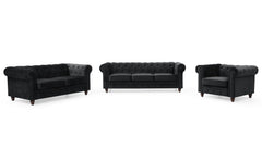 Fauteuil en velours Abir noir