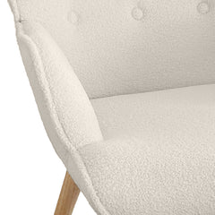 Fauteuil scandinave + pouf Lylou Tissu bouclette lainée Crème