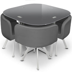 Ensemble table + chaises Mosaic 90 Gris