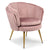 Fauteuil rond en velours rose avec pieds en métal or