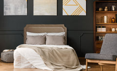 Tête de lit Milana 140cm Tissu Taupe avec clous de tapissier