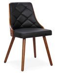 Lot de 6 chaises en bois de noyer et noir matelassées