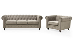 Fauteuil Abir velours taupe