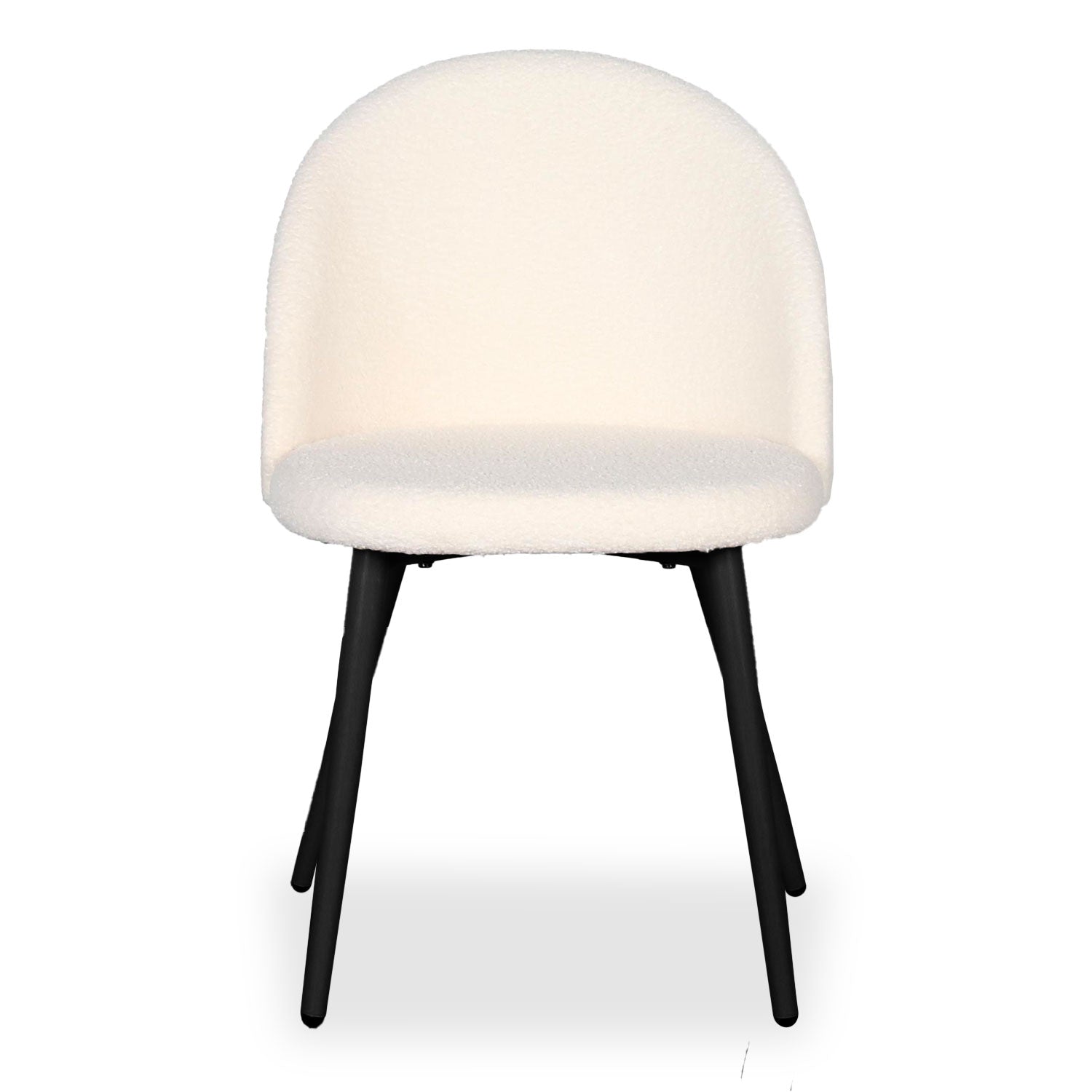Lot de 4 chaises Maury Métal noir et Tissu bouclette Crème