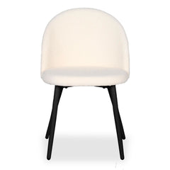 Lot de 4 chaises Maury Métal noir et Tissu bouclette Crème