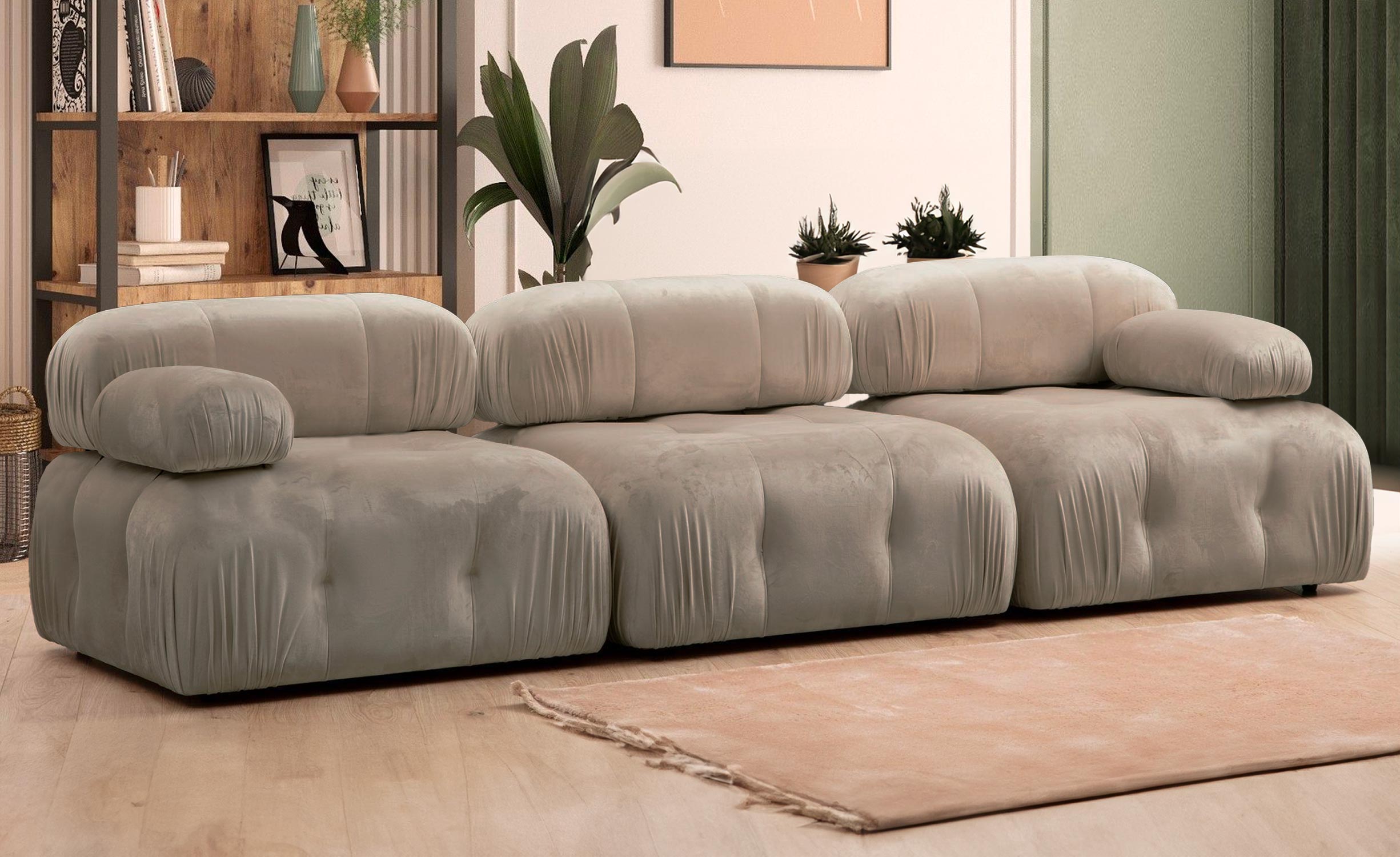 Canapé design modulable Hollywood Velours Taupe