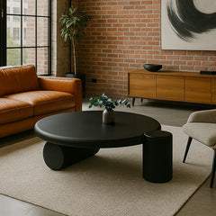 Table basse Abdeli ronde asymétrique noire 100cm
