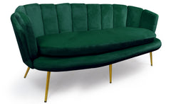Canapé 3 places arrondi Brenda Velours Vert pieds Or