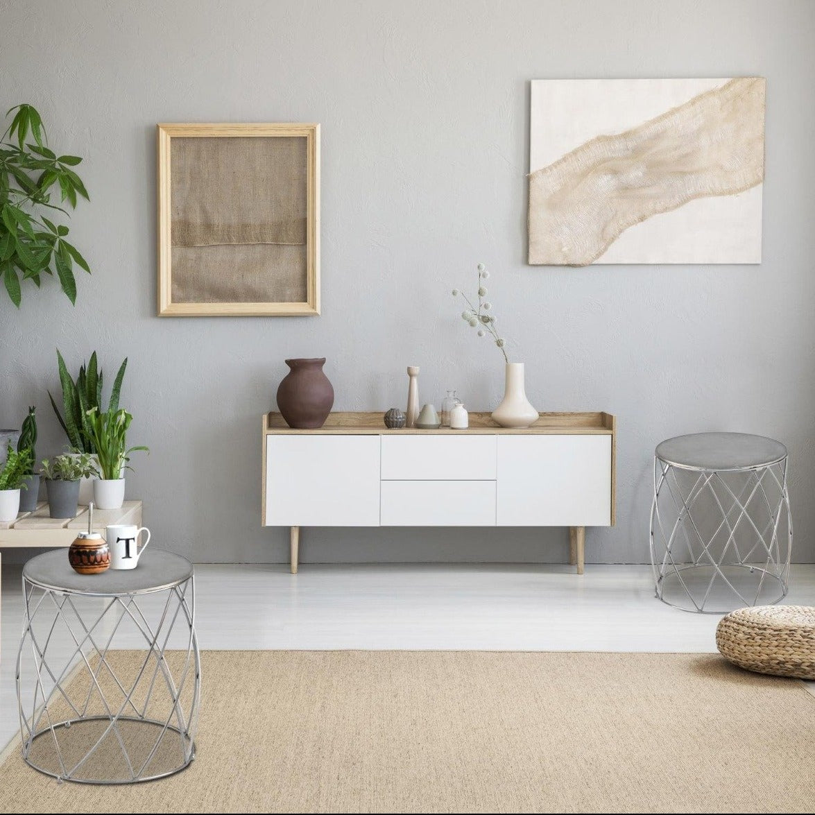 Set de 3 tabourets Lidie Nickel