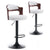 Lot de 2 chaises de bar en métal noir, bois noisette et tissu bouclette crème