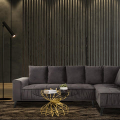 Table Basse ronde Tornado Or et Verre transparent