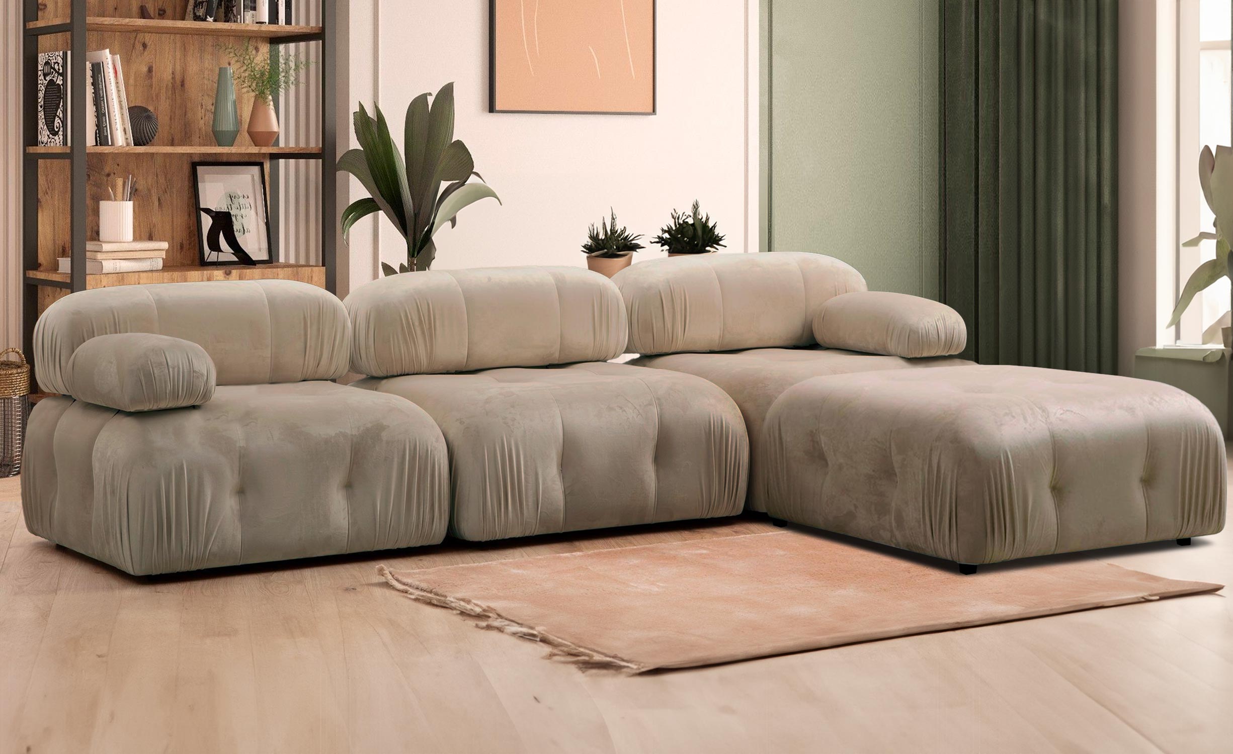 Canapé design modulable et transformable Hollywood Velours Taupe
