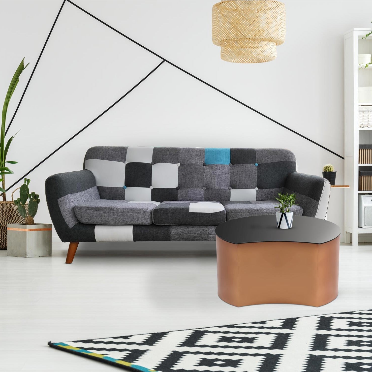 Table basse Selemine en Verre et Métal Cuivré