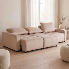 Canapé 3 places convertible et modulable Castelo Velours Taupe
