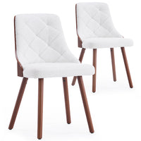 Ensemble de 2 chaises scandinaves en bois noisette et tissu bouclette crème