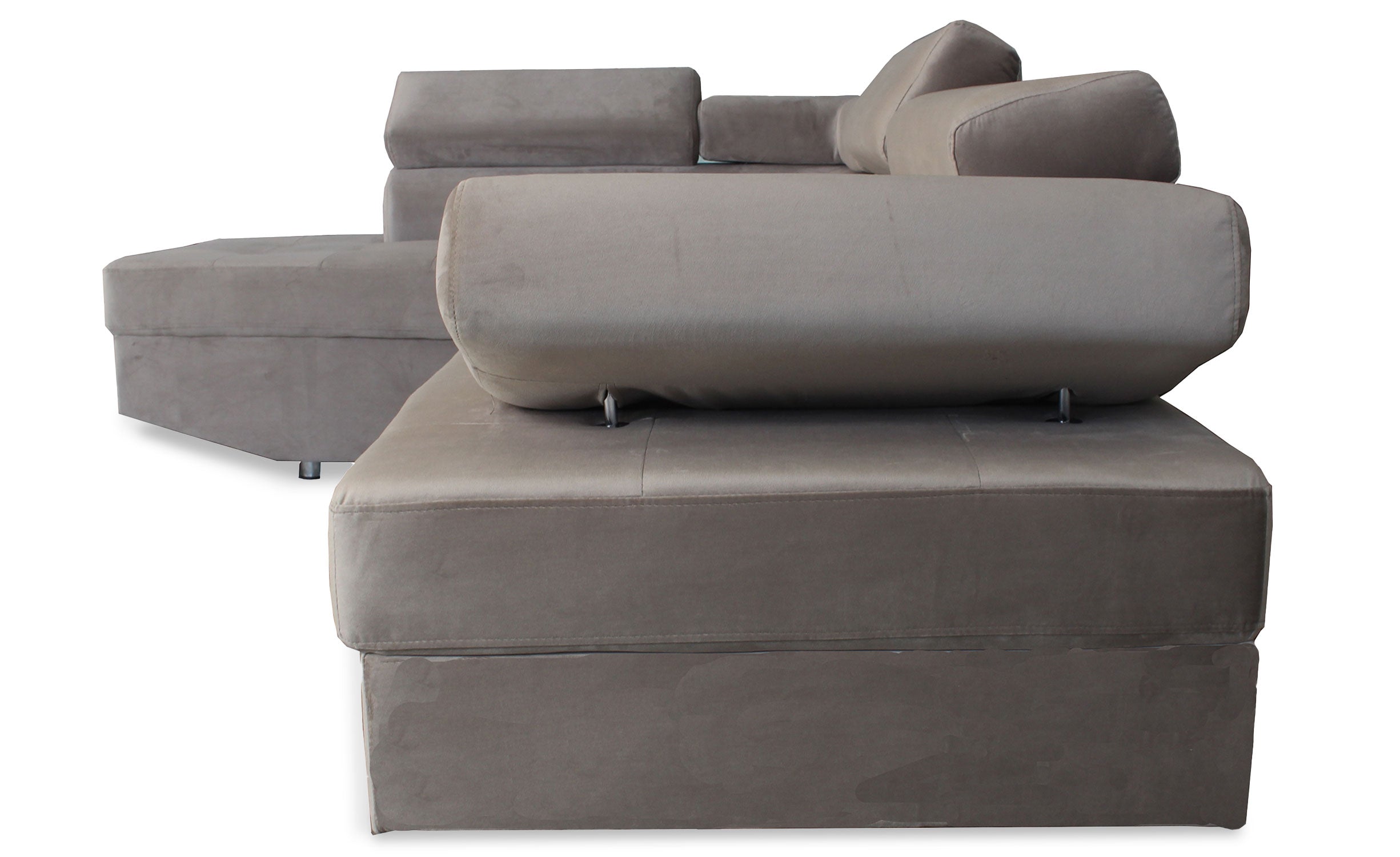 Canapé d'angle à gauche moderne et convertible Lido Velours Taupe