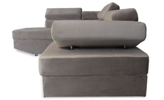 Canapé d'angle à gauche moderne et convertible Lido Velours Taupe