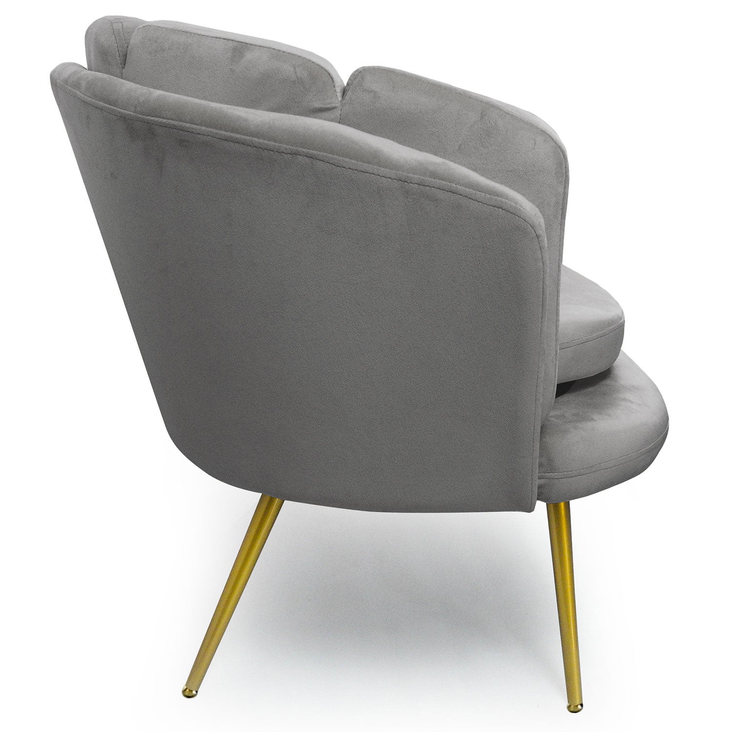 Canapé 3 places arrondi Brenda Velours Argent pieds Or