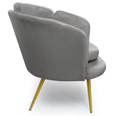 Canapé 3 places arrondi Brenda Velours Argent pieds Or