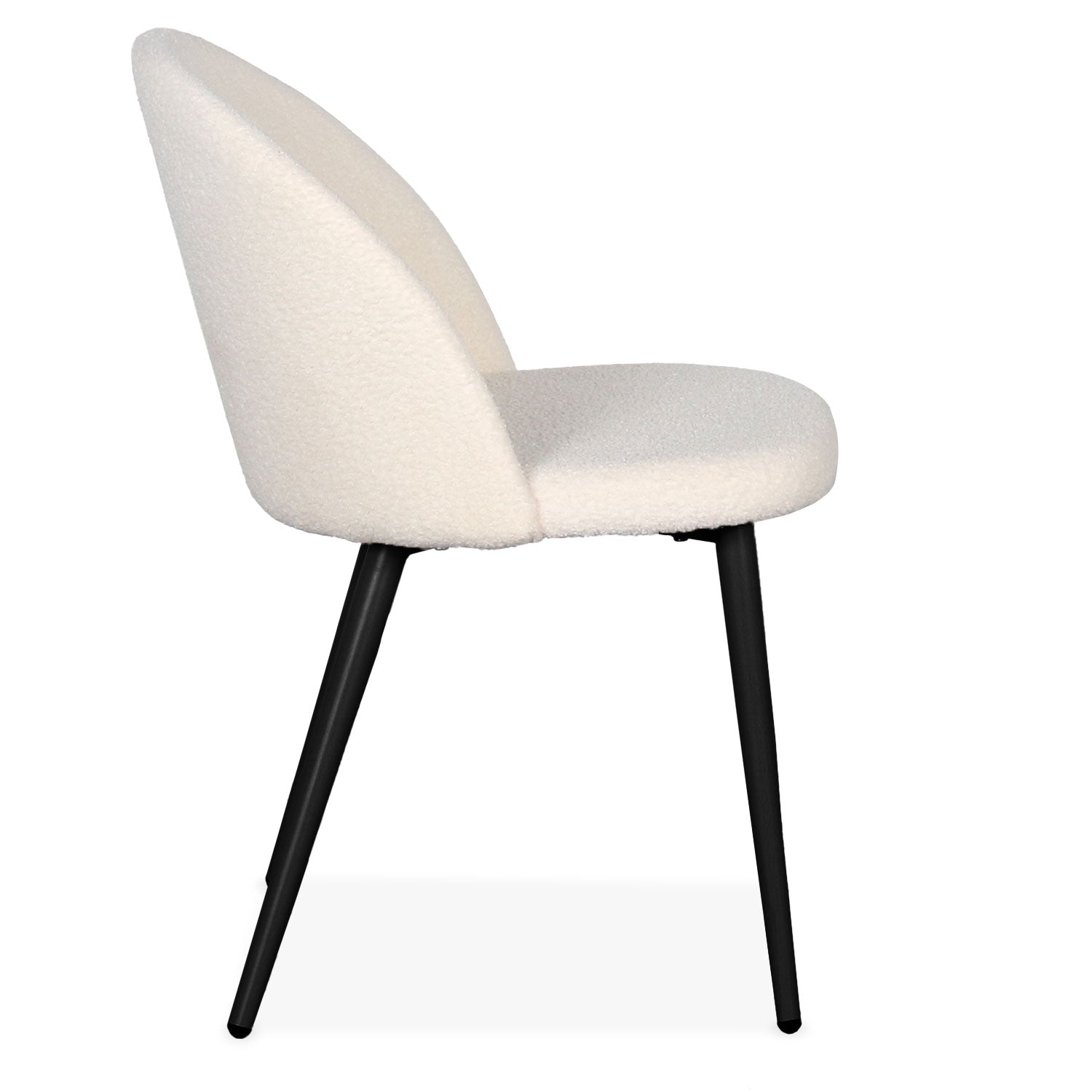 Lot de 4 chaises Maury Métal noir et Tissu bouclette Crème