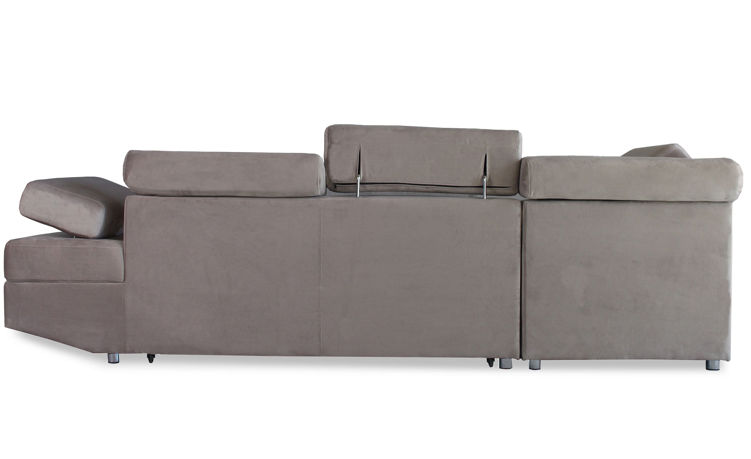 Canapé d'angle à gauche moderne et convertible Lido Velours Taupe