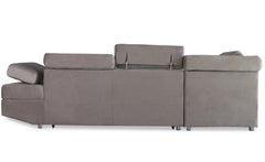 Canapé d'angle à gauche moderne et convertible Lido Velours Taupe