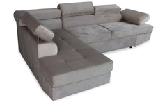 Canapé d'angle convertible Boldie en velours taupe