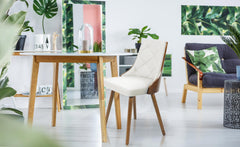 Lot de fauteuils Aimles scandinaves en bois noisette et blanc