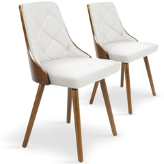 Lot de fauteuils Aimles scandinaves en bois noisette et blanc