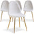 Lot de 4 chaises en tissu bouclette blanc matelassées Atona