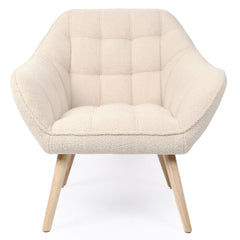 Fauteuil Anatan scandinave en tissu bouclette beige