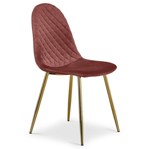 Lot de 4 chaises Atona velours rose matelassées