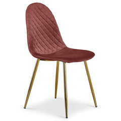 Lot de 4 chaises Atona velours rose matelassées