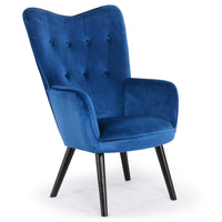 Fauteuil scandinave en velours bleu