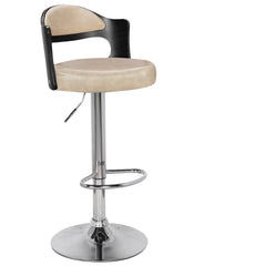 Lot de 6 chaises de bar Ruben Bois Noir et Simili Crème