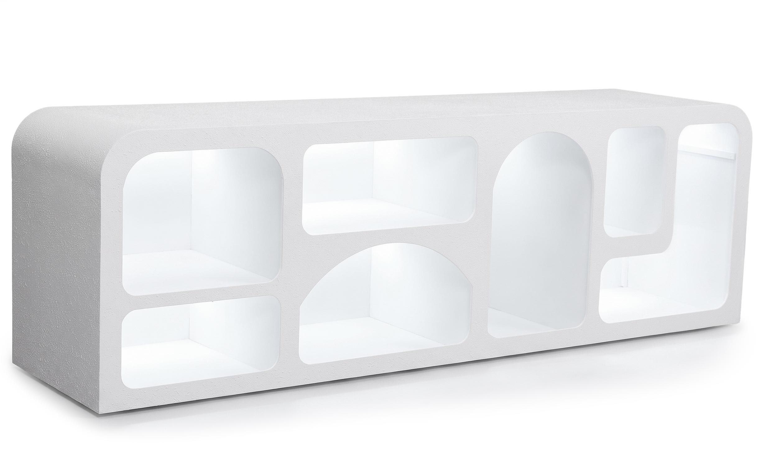 Buffet bas L160cm design arches avec LED intégrées Navalor Blanc