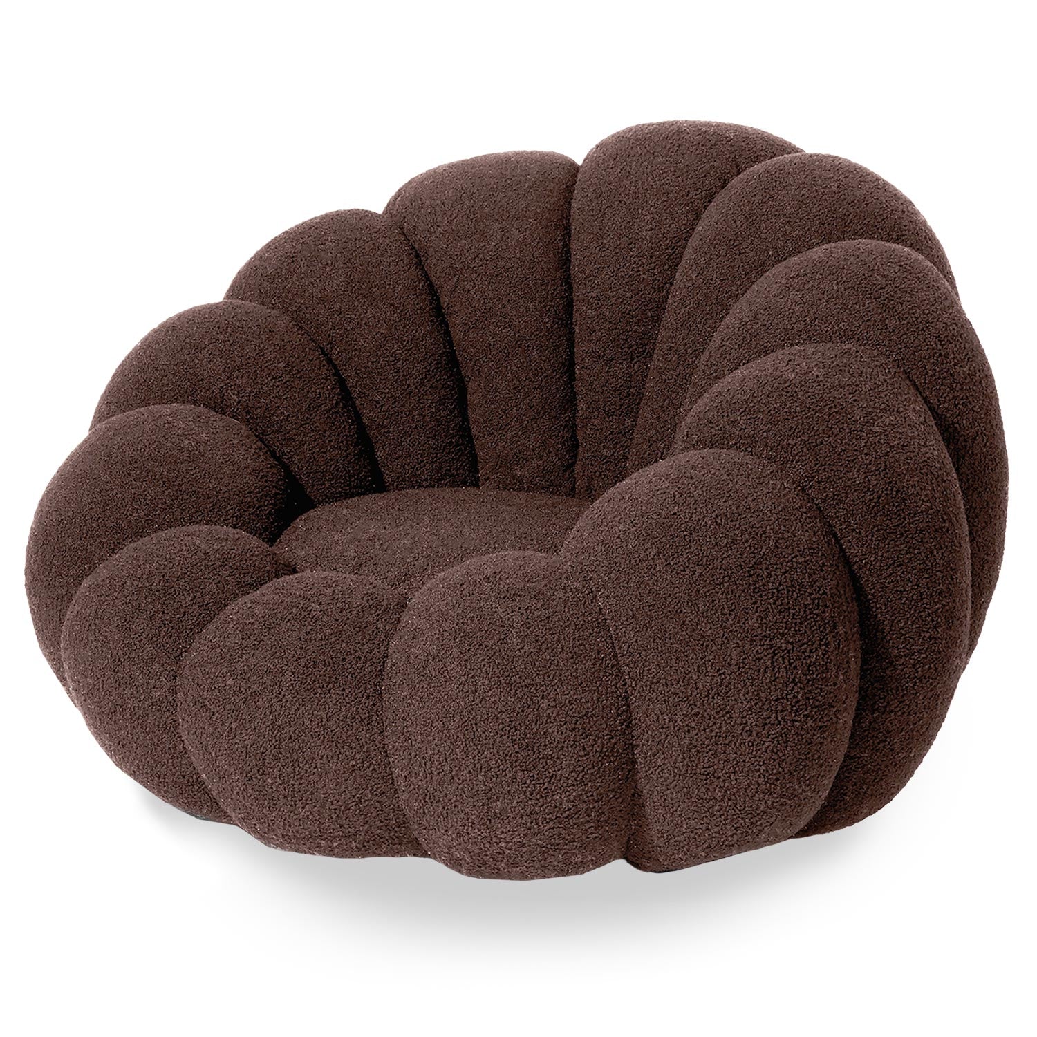 Fauteuil design coquillage Arielina Tissu bouclette Marron