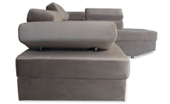 Canapé d'angle convertible Boldie en velours taupe