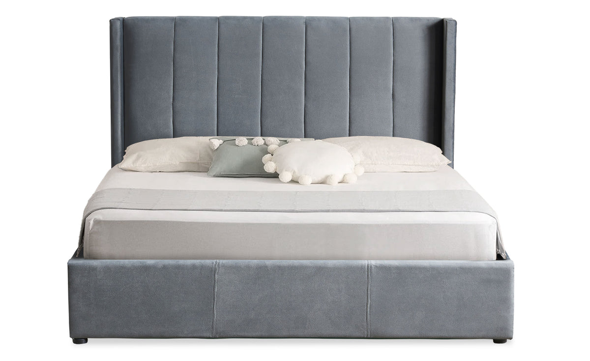 Lit double avec sommier relevable 160x200 cm velours gris
