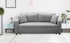 Canapé convertible 3 places Arkomi tissu gris clair