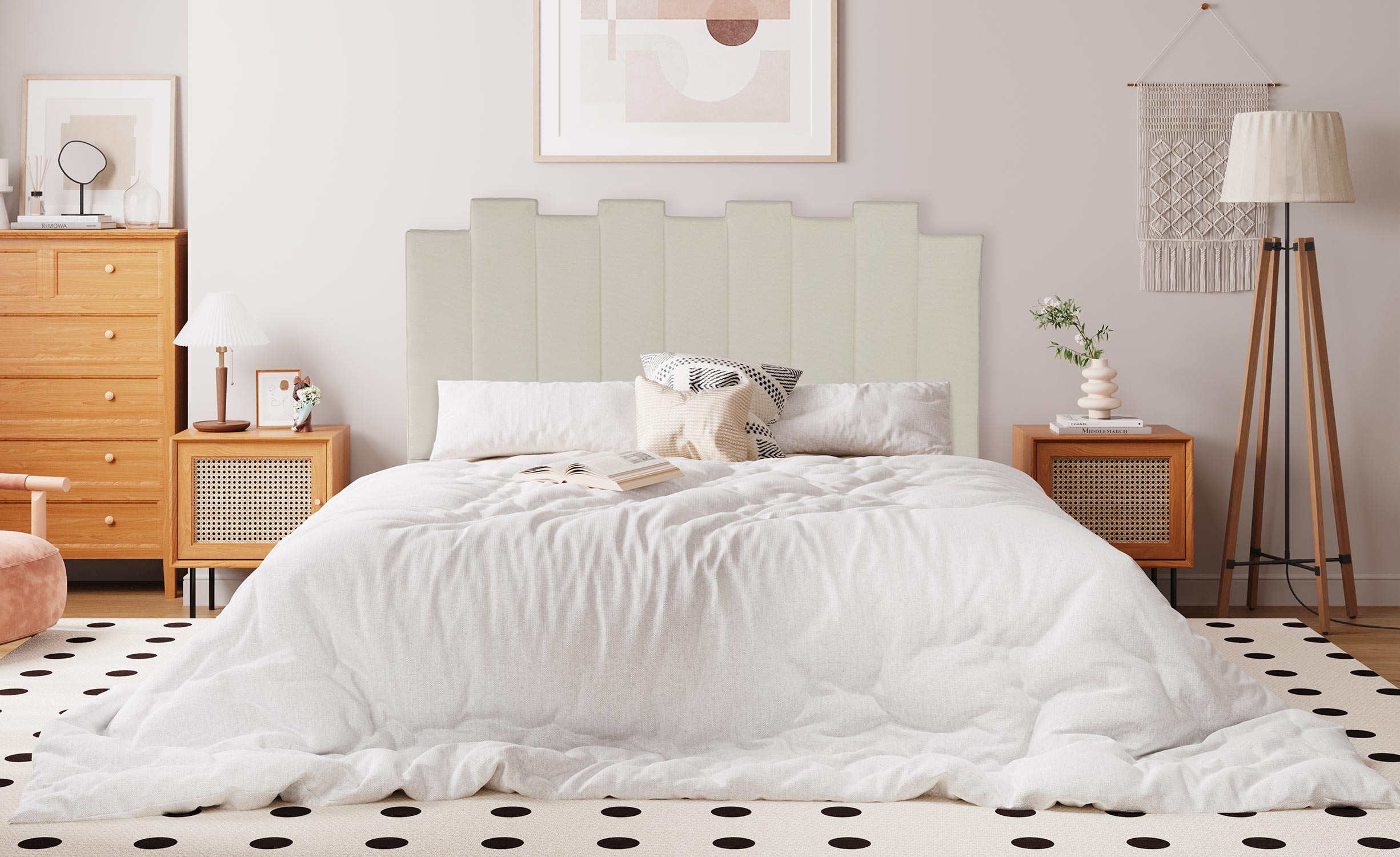 Tête de lit Lucky 140 cm Tissu Beige
