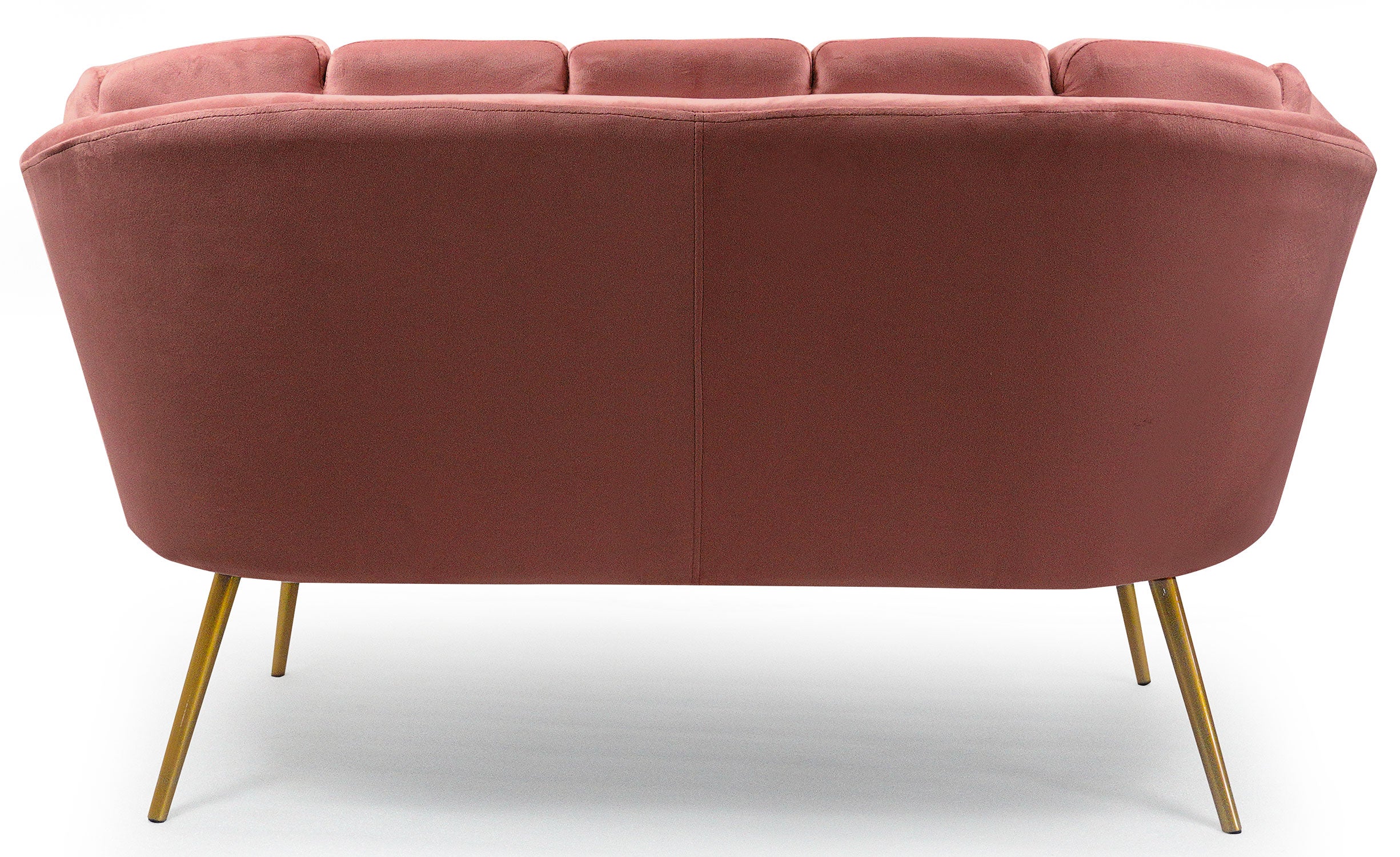 Canapé 2 places arrondi Brenda Velours Rose pieds Or