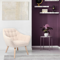 Fauteuil Anatan scandinave en tissu bouclette beige